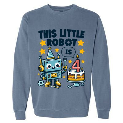 4th Birthday Boy 4 Year Old Robotics Robot 4th Birthday Garment-Dyed Sweatshirt