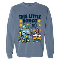 4th Birthday Boy 4 Year Old Robotics Robot 4th Birthday Garment-Dyed Sweatshirt