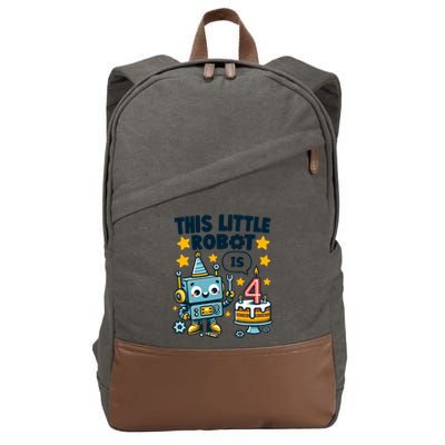 4th Birthday Boy 4 Year Old Robotics Robot 4th Birthday Cotton Canvas Backpack