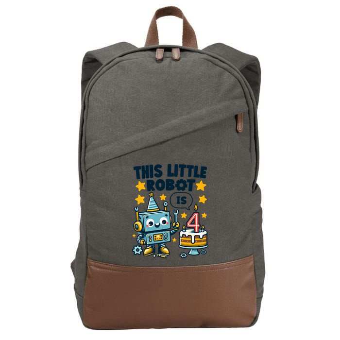 4th Birthday Boy 4 Year Old Robotics Robot 4th Birthday Cotton Canvas Backpack