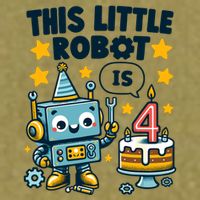 4th Birthday Boy 4 Year Old Robotics Robot 4th Birthday Garment-Dyed Women's Muscle Tee