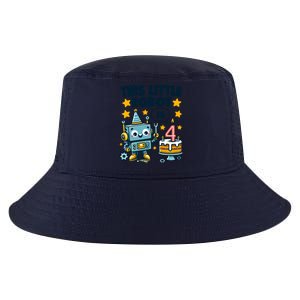 4th Birthday Boy 4 Year Old Robotics Robot 4th Birthday Cool Comfort Performance Bucket Hat