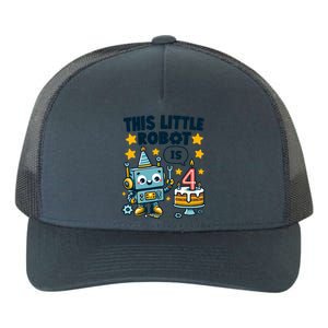 4th Birthday Boy 4 Year Old Robotics Robot 4th Birthday Yupoong Adult 5-Panel Trucker Hat