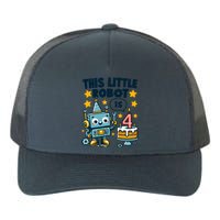 4th Birthday Boy 4 Year Old Robotics Robot 4th Birthday Yupoong Adult 5-Panel Trucker Hat