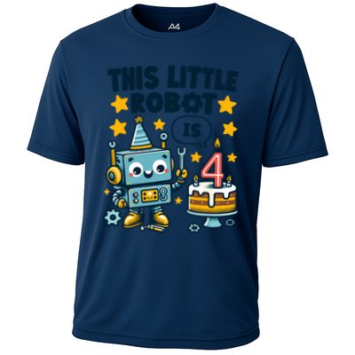 4th Birthday Boy 4 Year Old Robotics Robot 4th Birthday Performance Shirt
