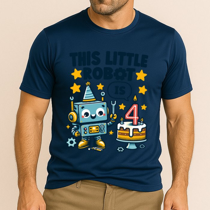 4th Birthday Boy 4 Year Old Robotics Robot 4th Birthday Performance Shirt