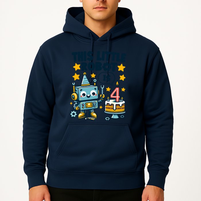 4th Birthday Boy 4 Year Old Robotics Robot 4th Birthday Hoodie