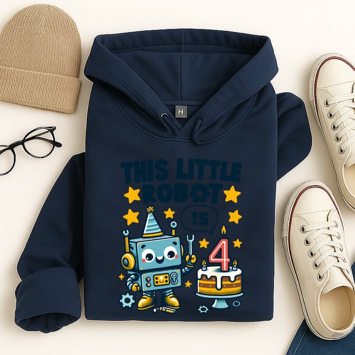 4th Birthday Boy 4 Year Old Robotics Robot 4th Birthday Hoodie