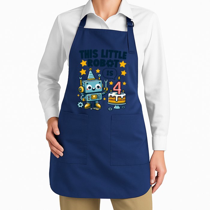 4th Birthday Boy 4 Year Old Robotics Robot 4th Birthday Apron