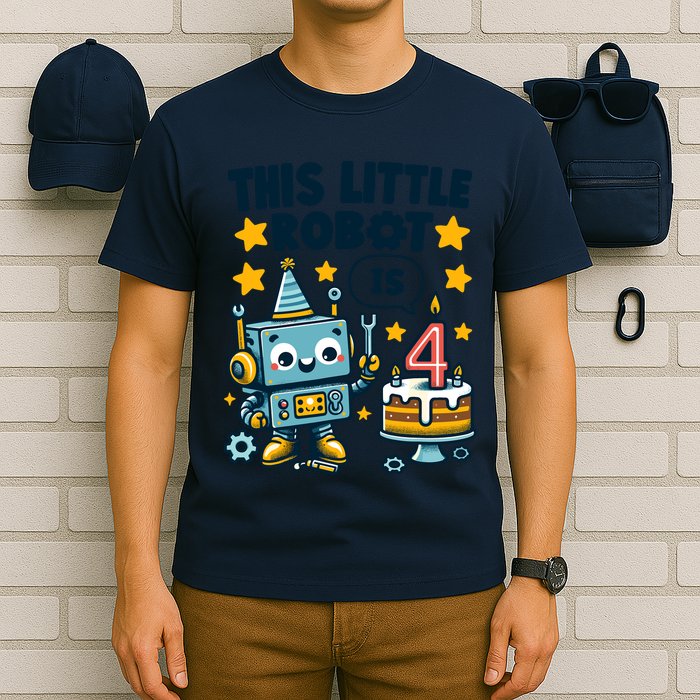 4th Birthday Boy 4 Year Old Robotics Robot 4th Birthday T-Shirt