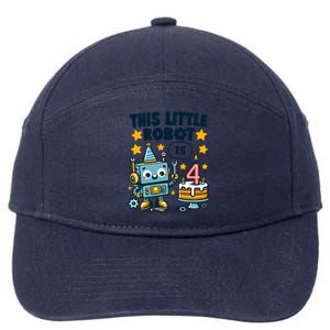 4th Birthday Boy 4 Year Old Robotics Robot 4th Birthday 7-Panel Snapback Hat