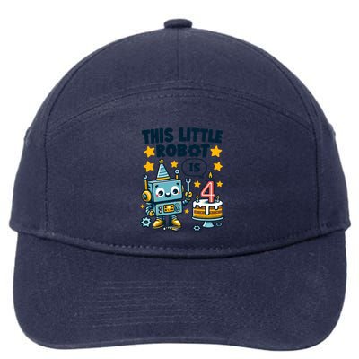 4th Birthday Boy 4 Year Old Robotics Robot 4th Birthday 7-Panel Snapback Hat