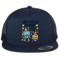 4th Birthday Boy 4 Year Old Robotics Robot 4th Birthday Flat Bill Trucker Hat