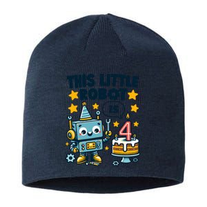 4th Birthday Boy 4 Year Old Robotics Robot 4th Birthday Sustainable Beanie