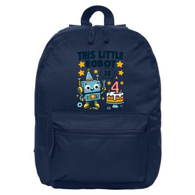 4th Birthday Boy 4 Year Old Robotics Robot 4th Birthday 16 in Basic Backpack