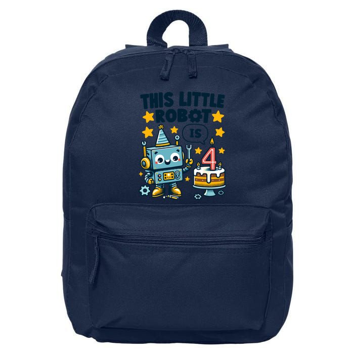 4th Birthday Boy 4 Year Old Robotics Robot 4th Birthday 16 in Basic Backpack