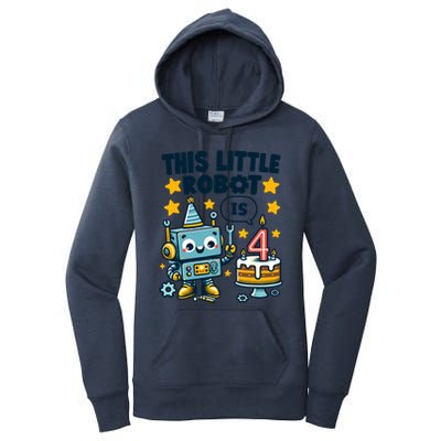 4th Birthday Boy 4 Year Old Robotics Robot 4th Birthday Women's Pullover Hoodie