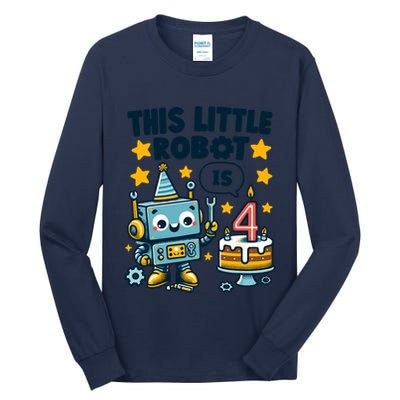 4th Birthday Boy 4 Year Old Robotics Robot 4th Birthday Tall Long Sleeve T-Shirt