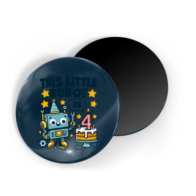 4th Birthday Boy 4 Year Old Robotics Robot 4th Birthday Magnet