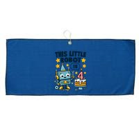 4th Birthday Boy 4 Year Old Robotics Robot 4th Birthday Large Microfiber Waffle Golf Towel