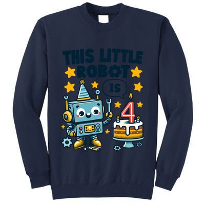 4th Birthday Boy 4 Year Old Robotics Robot 4th Birthday Tall Sweatshirt