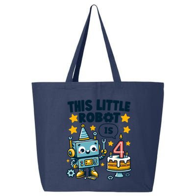4th Birthday Boy 4 Year Old Robotics Robot 4th Birthday 25L Jumbo Tote