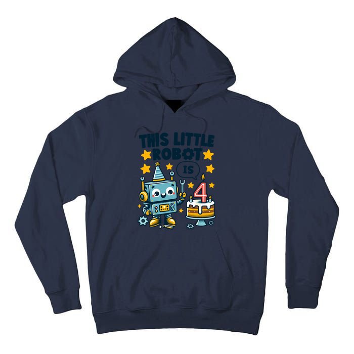 4th Birthday Boy 4 Year Old Robotics Robot 4th Birthday Tall Hoodie