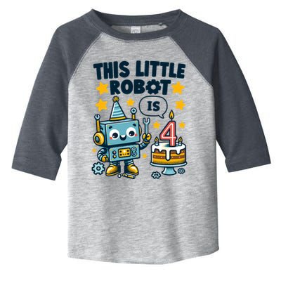 4th Birthday Boy 4 Year Old Robotics Robot 4th Birthday Toddler Fine Jersey T-Shirt