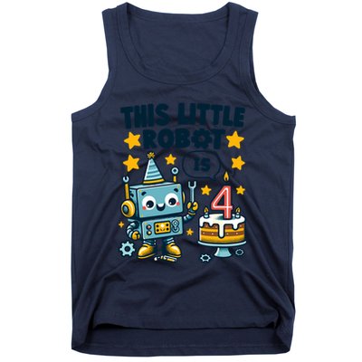 4th Birthday Boy 4 Year Old Robotics Robot 4th Birthday Tank Top