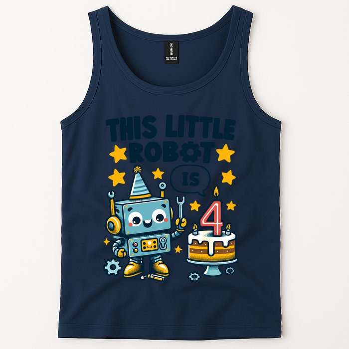 4th Birthday Boy 4 Year Old Robotics Robot 4th Birthday Tank Top