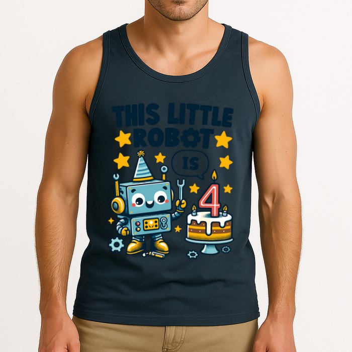 4th Birthday Boy 4 Year Old Robotics Robot 4th Birthday Tank Top