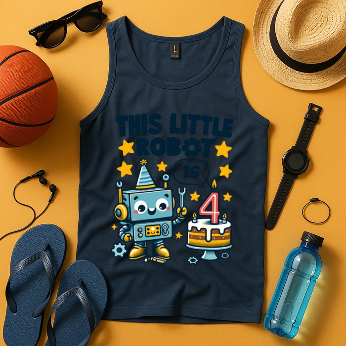 4th Birthday Boy 4 Year Old Robotics Robot 4th Birthday Tank Top