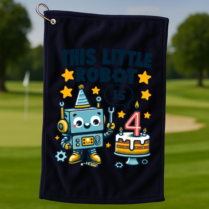4th Birthday Boy 4 Year Old Robotics Robot 4th Birthday Golf Towel