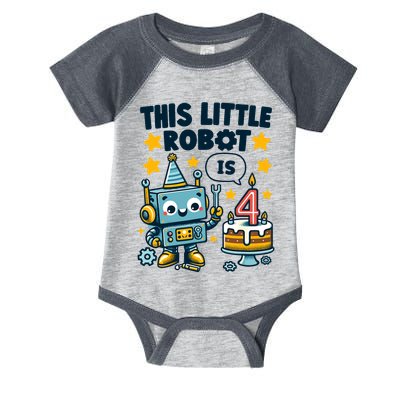 4th Birthday Boy 4 Year Old Robotics Robot 4th Birthday Infant Baby Jersey Bodysuit