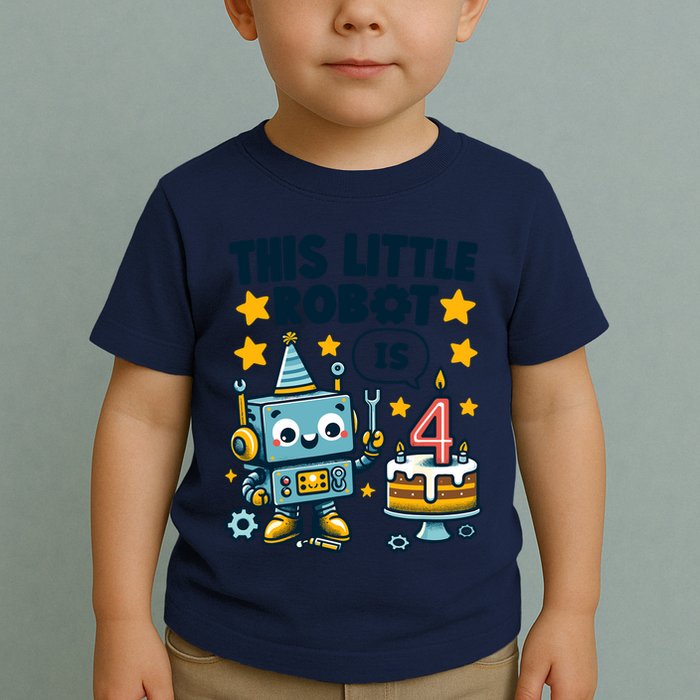 4th Birthday Boy 4 Year Old Robotics Robot 4th Birthday Toddler T-Shirt