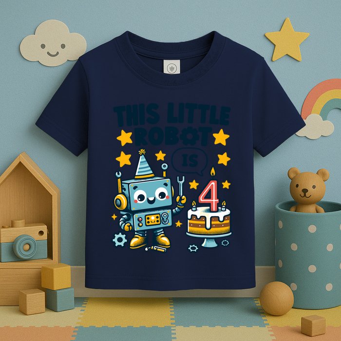 4th Birthday Boy 4 Year Old Robotics Robot 4th Birthday Toddler T-Shirt