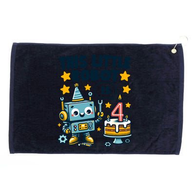 4th Birthday Boy 4 Year Old Robotics Robot 4th Birthday Grommeted Golf Towel