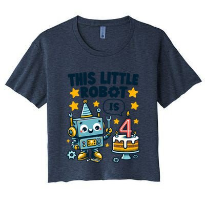 4th Birthday Boy 4 Year Old Robotics Robot 4th Birthday Crop Top