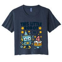 4th Birthday Boy 4 Year Old Robotics Robot 4th Birthday Crop Top