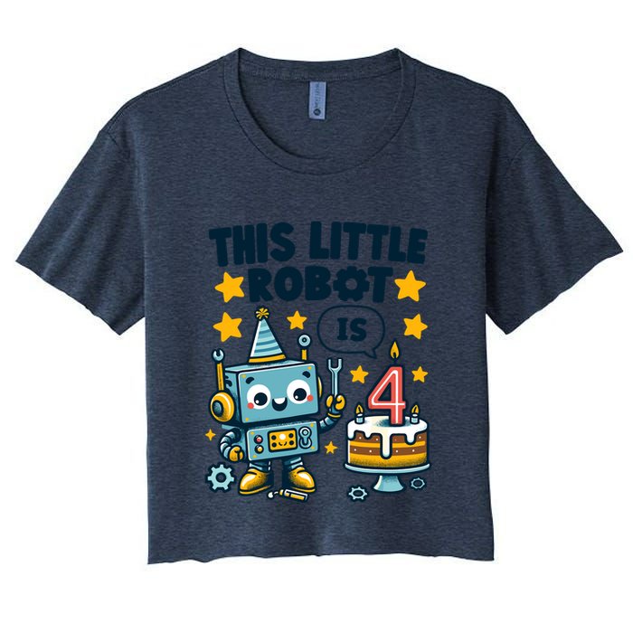 4th Birthday Boy 4 Year Old Robotics Robot 4th Birthday Crop Top