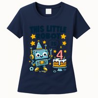 4th Birthday Boy 4 Year Old Robotics Robot 4th Birthday Womens T-Shirt