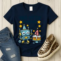 4th Birthday Boy 4 Year Old Robotics Robot 4th Birthday Womens T-Shirt