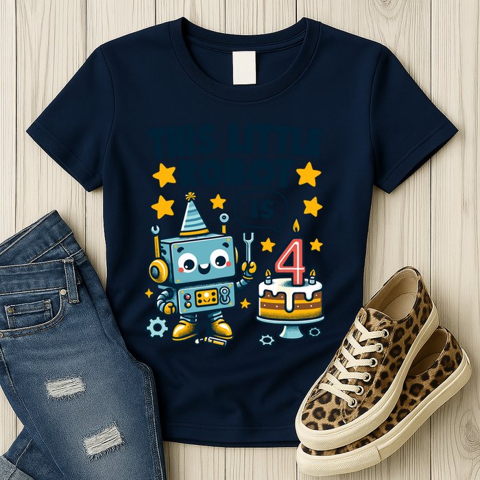 4th Birthday Boy 4 Year Old Robotics Robot 4th Birthday Womens T-Shirt