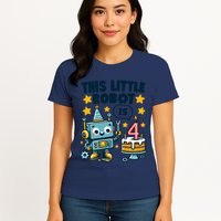 4th Birthday Boy 4 Year Old Robotics Robot 4th Birthday Womens T-Shirt