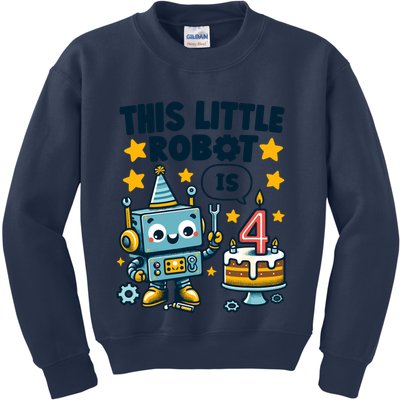 4th Birthday Boy 4 Year Old Robotics Robot 4th Birthday Kids Sweatshirt