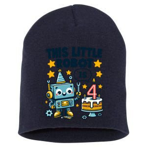 4th Birthday Boy 4 Year Old Robotics Robot 4th Birthday Short Acrylic Beanie