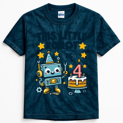 4th Birthday Boy 4 Year Old Robotics Robot 4th Birthday Kids Tie-Dye T-Shirt
