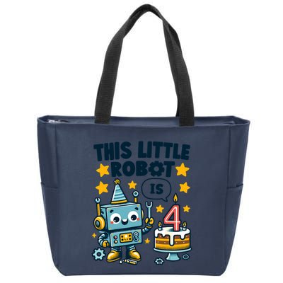 4th Birthday Boy 4 Year Old Robotics Robot 4th Birthday Zip Tote Bag