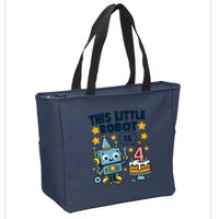 4th Birthday Boy 4 Year Old Robotics Robot 4th Birthday Zip Tote Bag