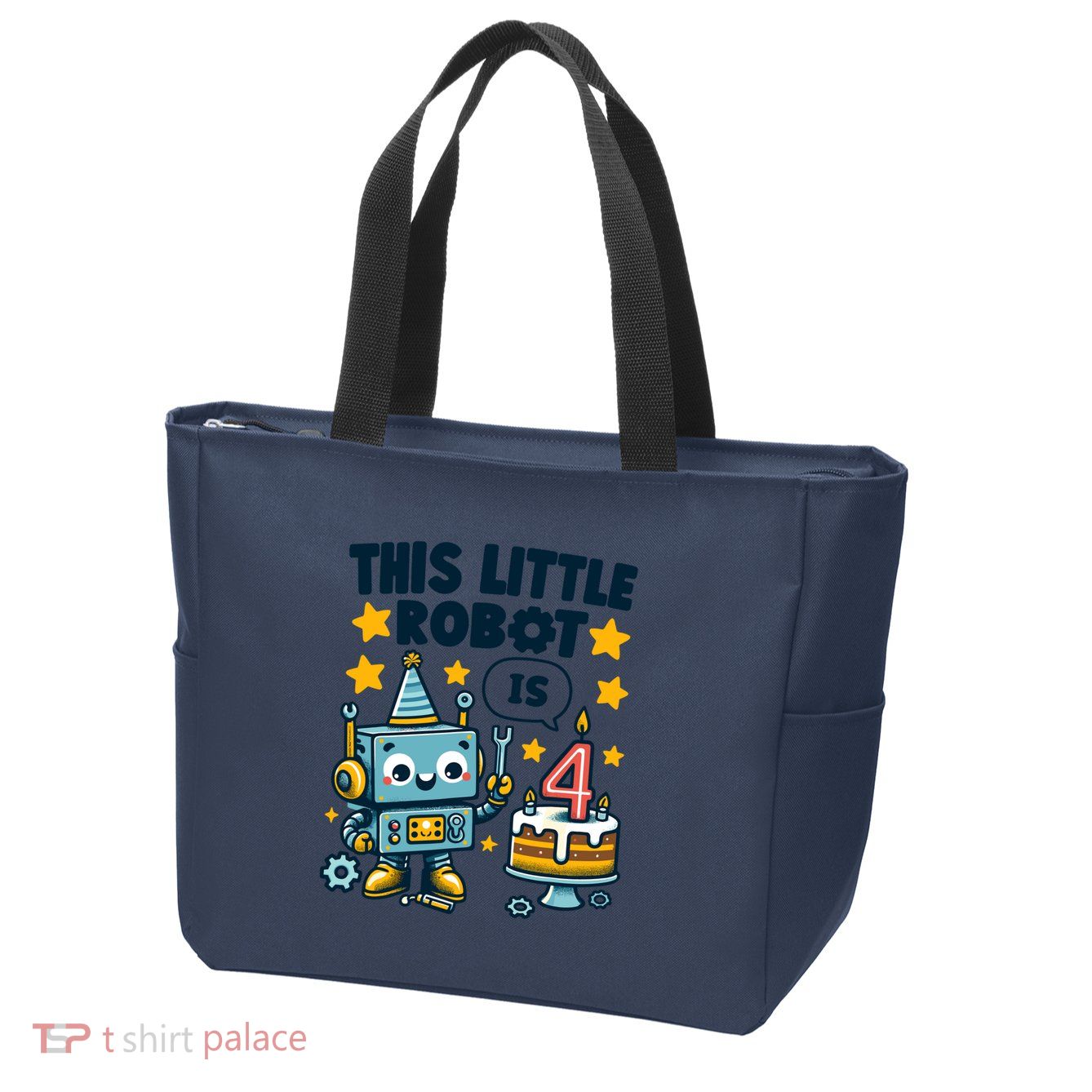 4th Birthday Boy 4 Year Old Robotics Robot 4th Birthday Zip Tote Bag